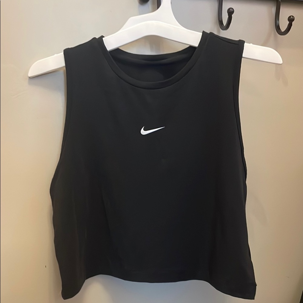 Nike Pro Girls Black Cropped Dri-FIT Training Tank Top